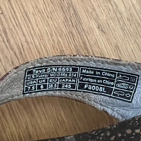 Teva Size 7.5 Brown Plaid Ventura Leather Toe Post Thong Flip Flop Sandals #6503 - Picture 13 of 16